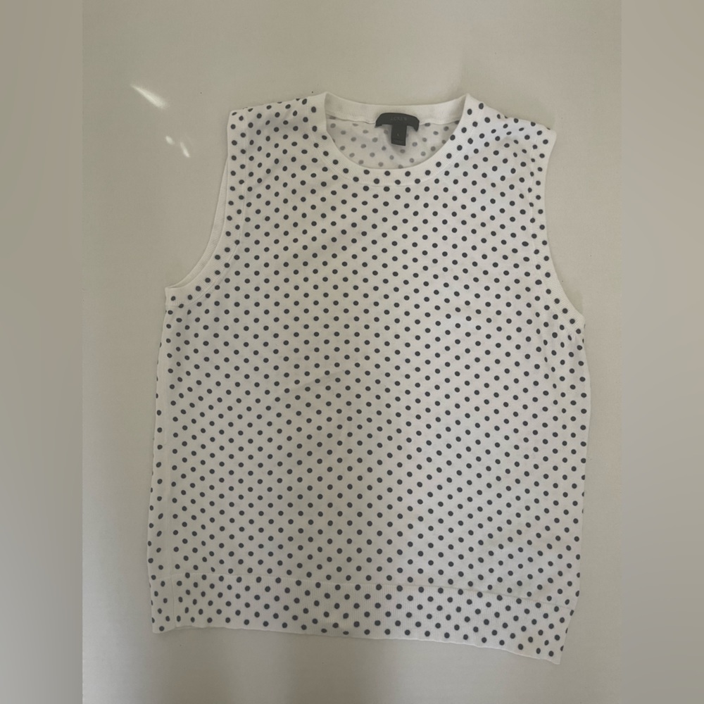 J. Crew Navy Blue  Polka Dot Sweater Shell L